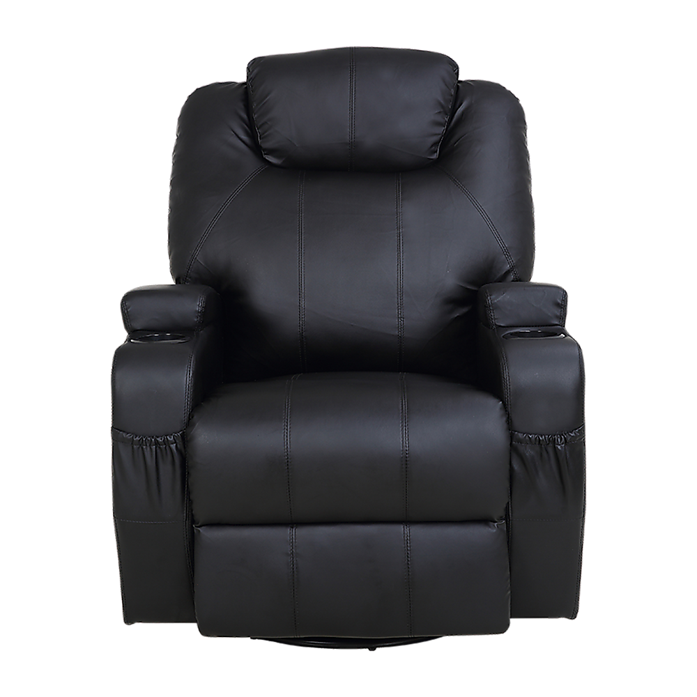 Massage Sofa Chair Recliner 360 Degree Swivel PU Leather Lounge 8 Point Heated