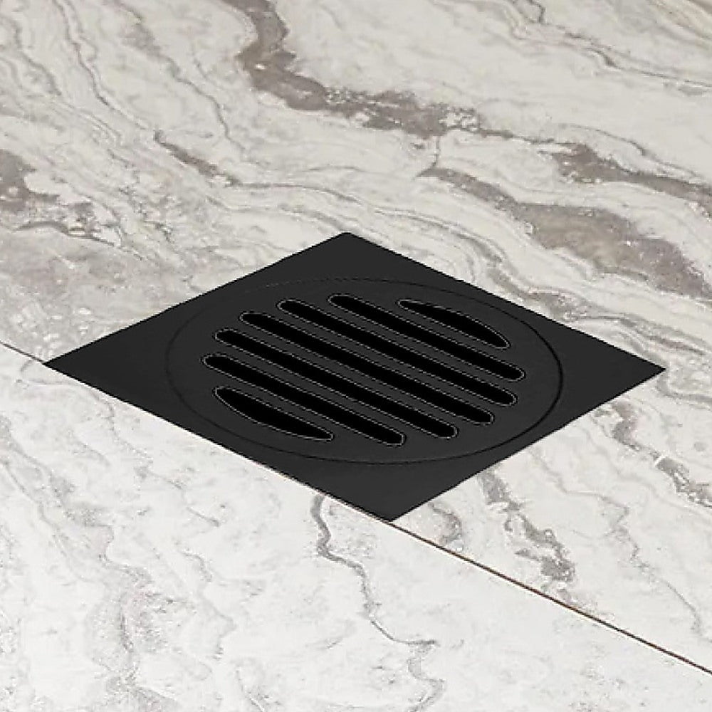 Square Black Floor Grate Drain 110 mm Full Brass Construction