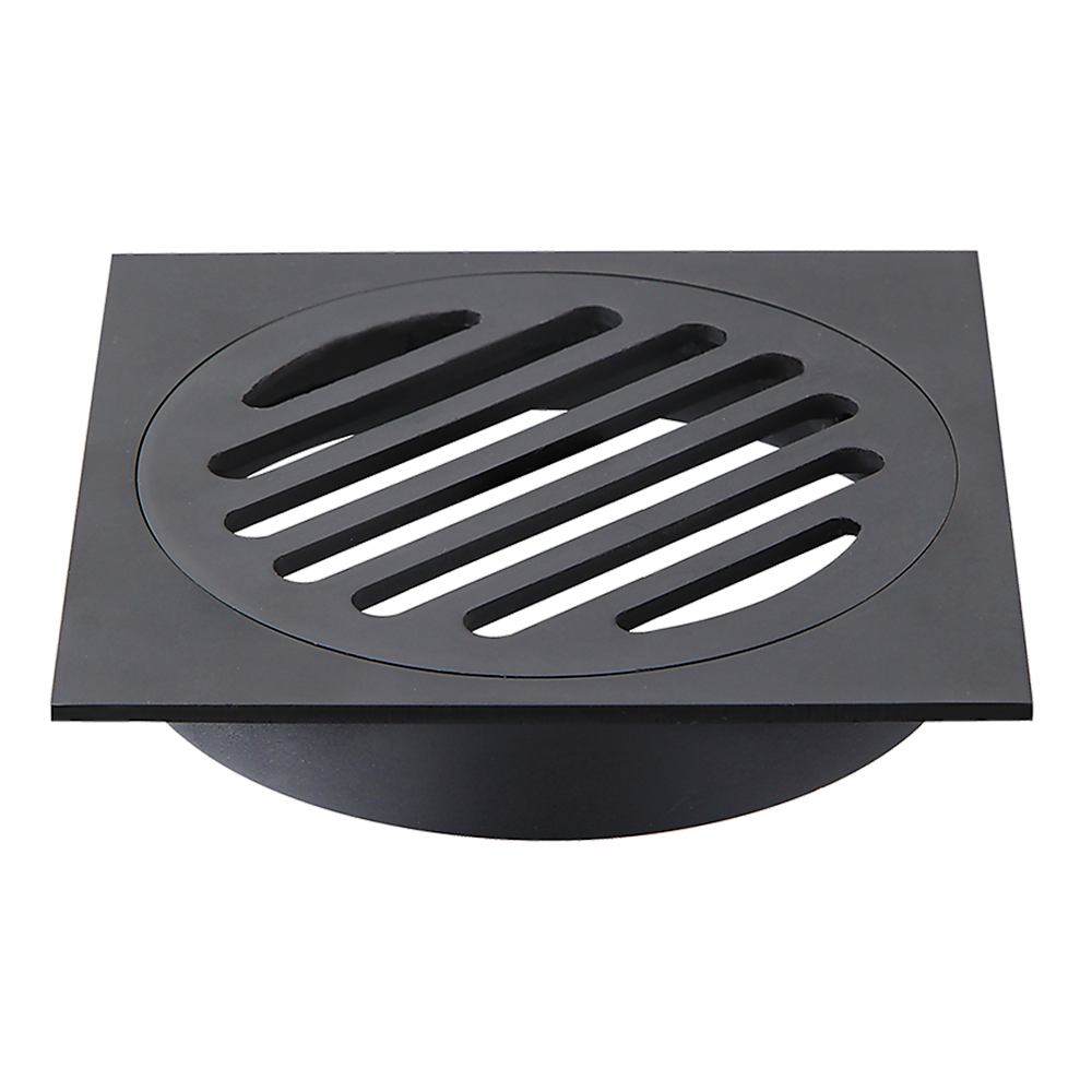 Square Black Floor Grate Drain 110 mm Full Brass Construction