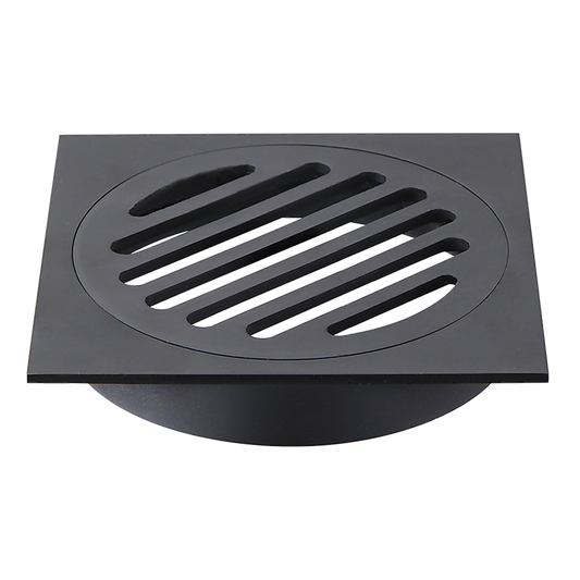 Square Black Floor Grate Drain 110 mm Full Brass Construction