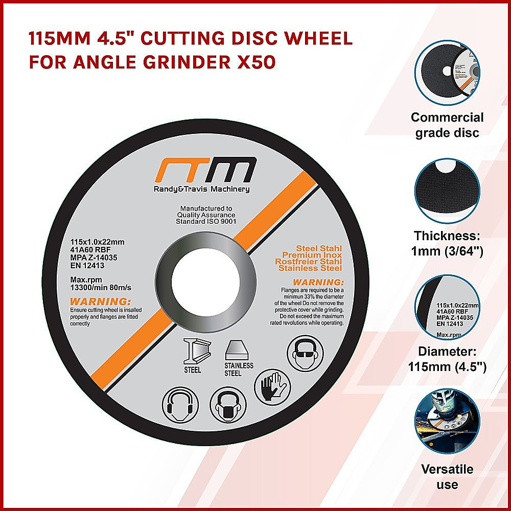 115mm 4.5" Cutting Disc Wheel for Angle Grinder x 50