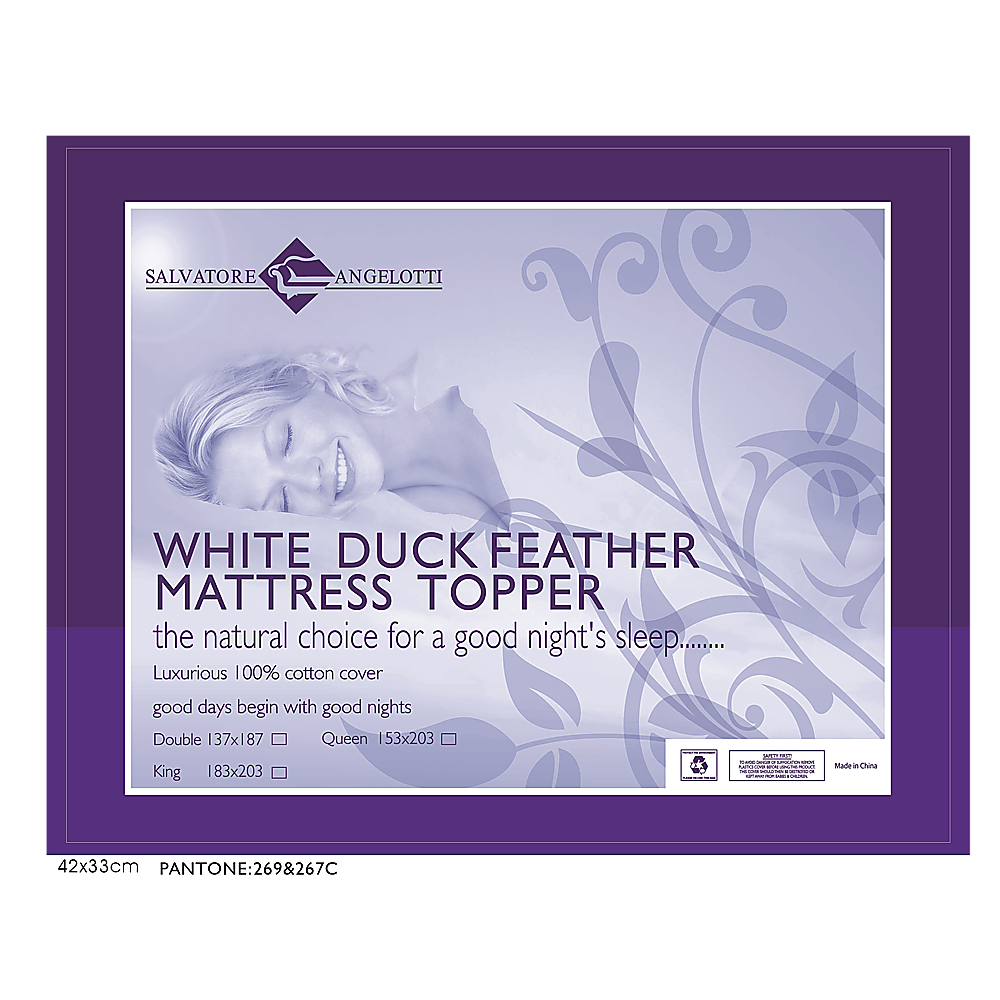 King Single Mattress Topper - 100% Duck Feather