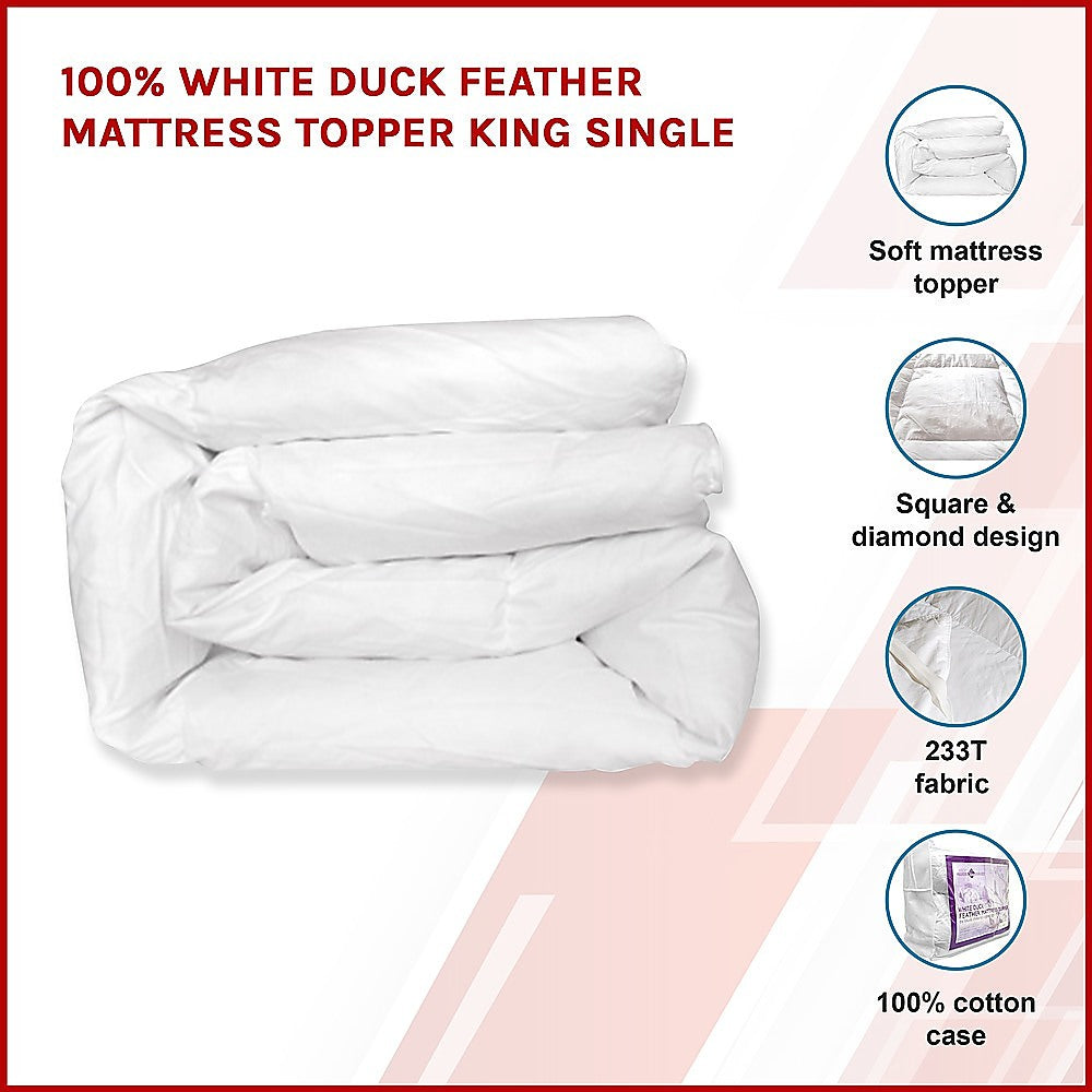 King Single Mattress Topper - 100% Duck Feather