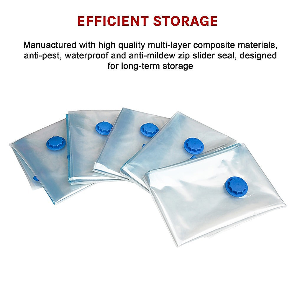 Vacuum Bags Clothes Sealed Clothing Bag Travel Compact Storage Space Saver x 12