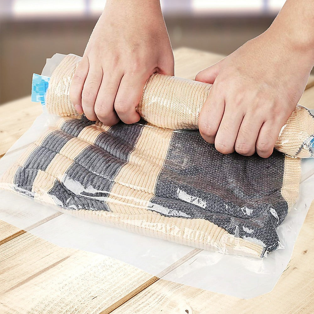 Travel Space Saver Saving Hand Roll Up Roller Seal No Vacuum Storage Bag x 20