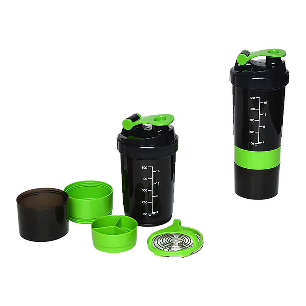 2 x Protein Gym Shaker Premium 3 in 1 Smart Style Blender Mixer Cup Bottle Spider