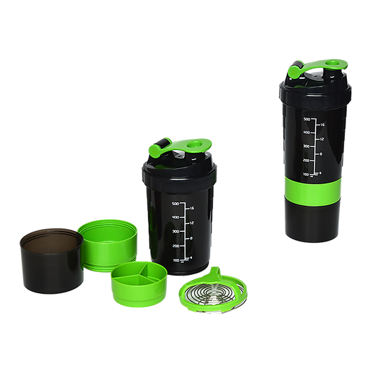 2 x Protein Gym Shaker Premium 3 in 1 Smart Style Blender Mixer Cup Bottle Spider