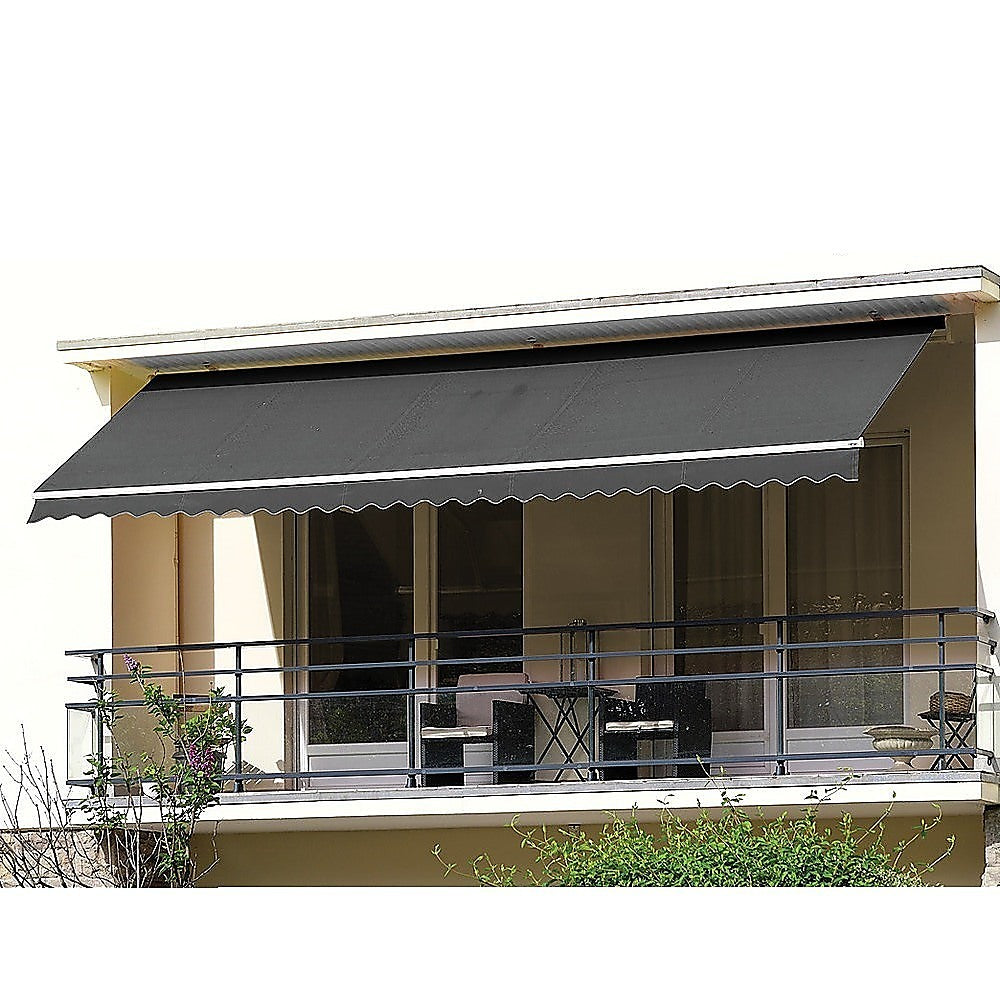 Outdoor Folding Arm Awning Retractable Sunshade Canopy Grey 4.0m x 2.5m