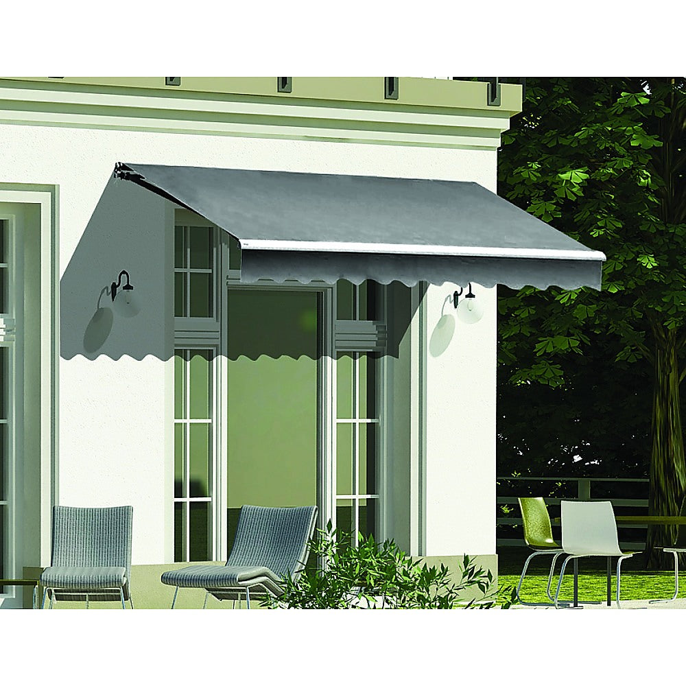 Outdoor Folding Arm Awning Retractable Sunshade Canopy Grey 3.0m x 2.5m