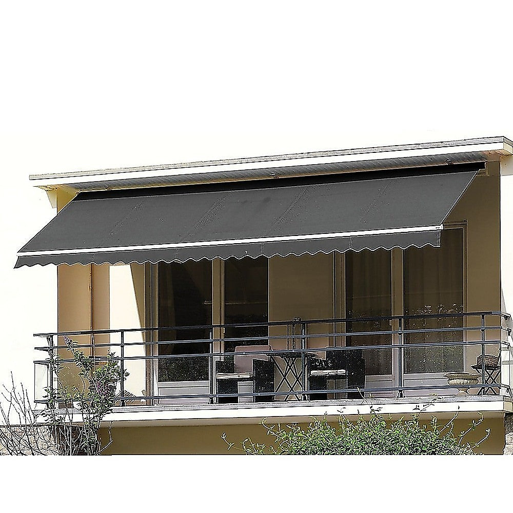 Outdoor Folding Arm Awning Retractable Sunshade Canopy Grey 3.0m x 2.5m
