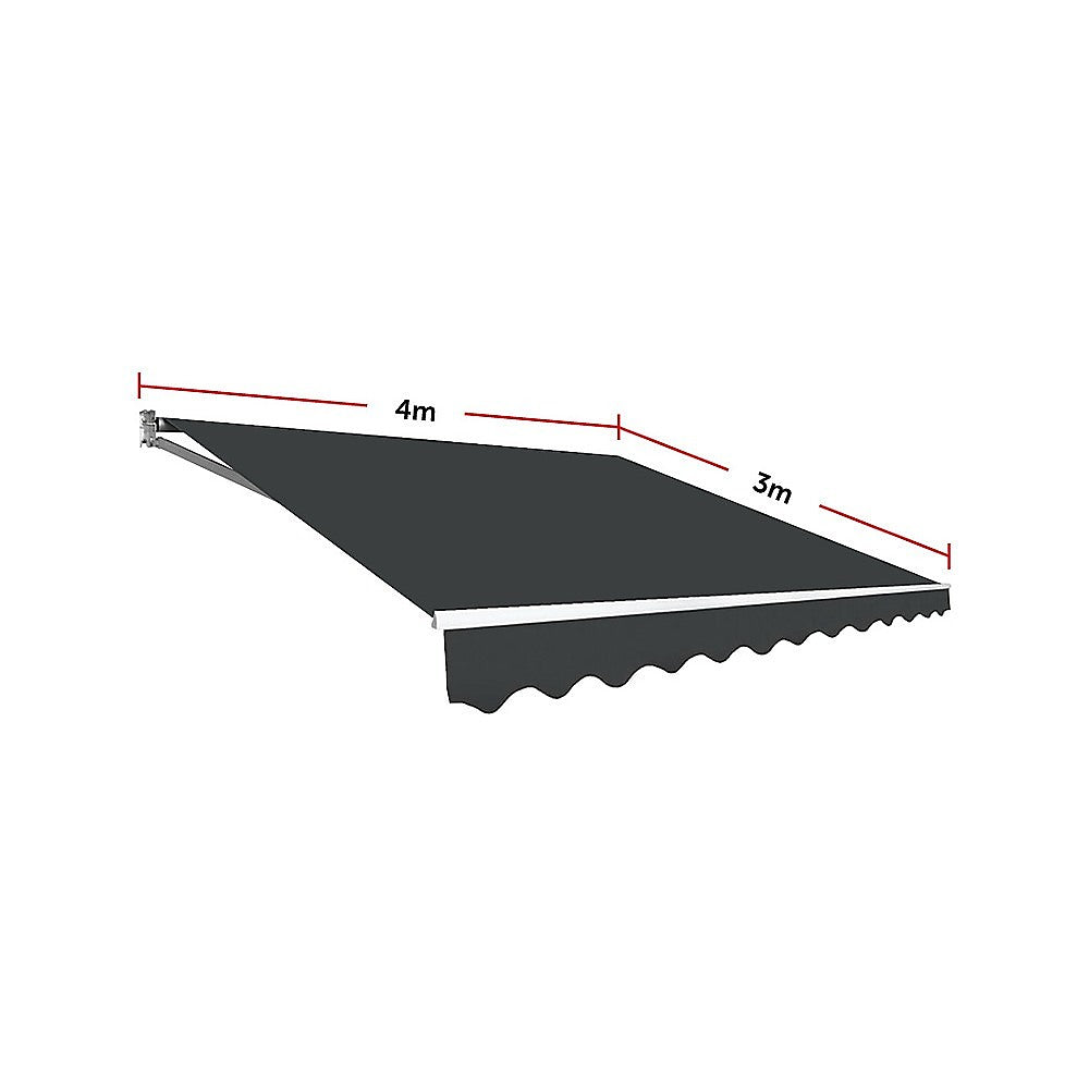 Outdoor Folding Arm Awning Retractable Sunshade Canopy Grey 4.0m x 3.0m