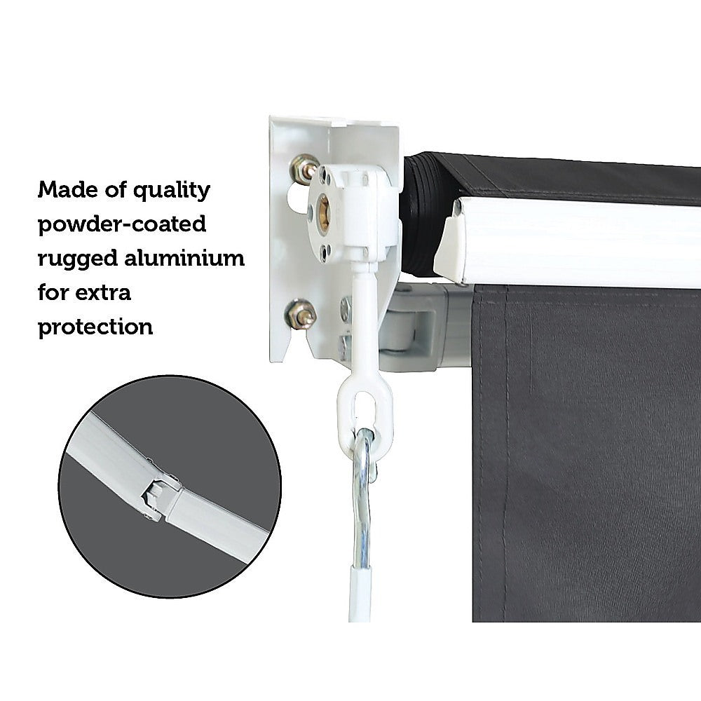 Outdoor Folding Arm Awning Retractable Sunshade Canopy Grey 5.0m x 2.5m