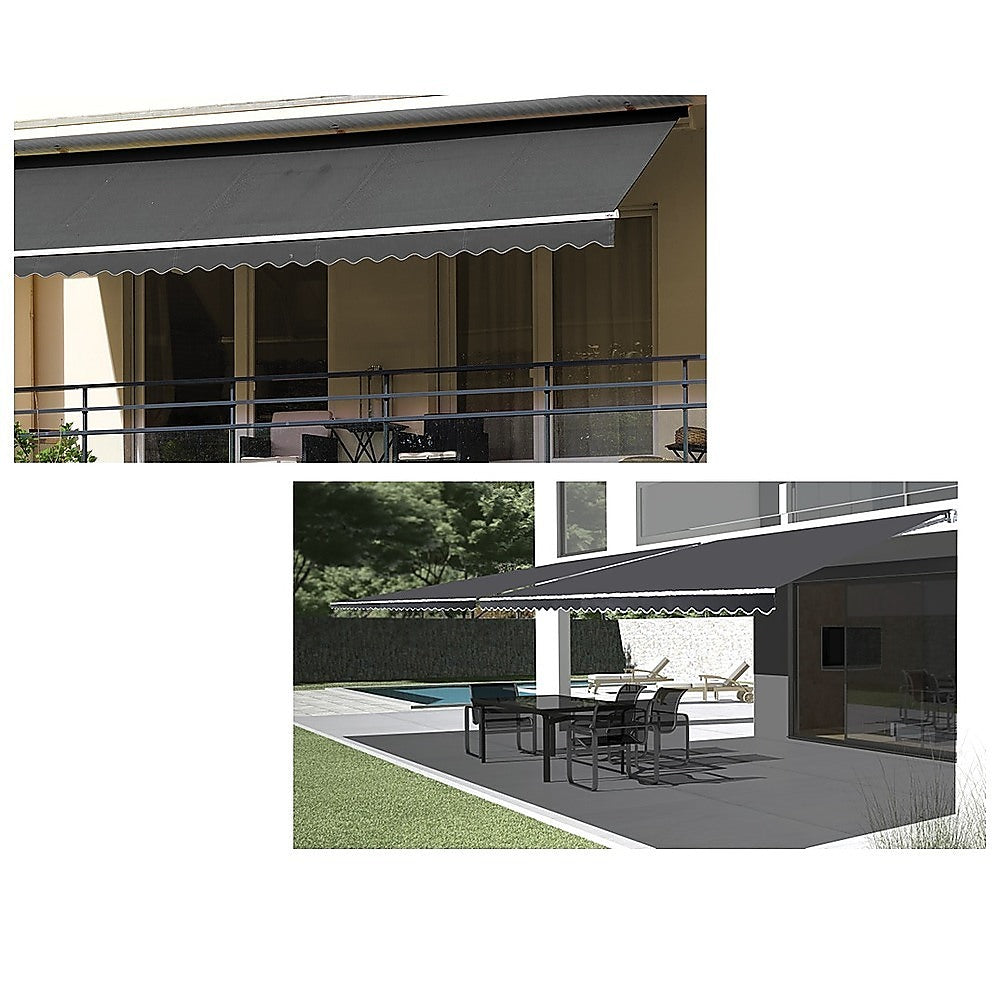 Motorised Outdoor Folding Arm Awning Retractable Sunshade Canopy Grey 4.0m x 2.5m