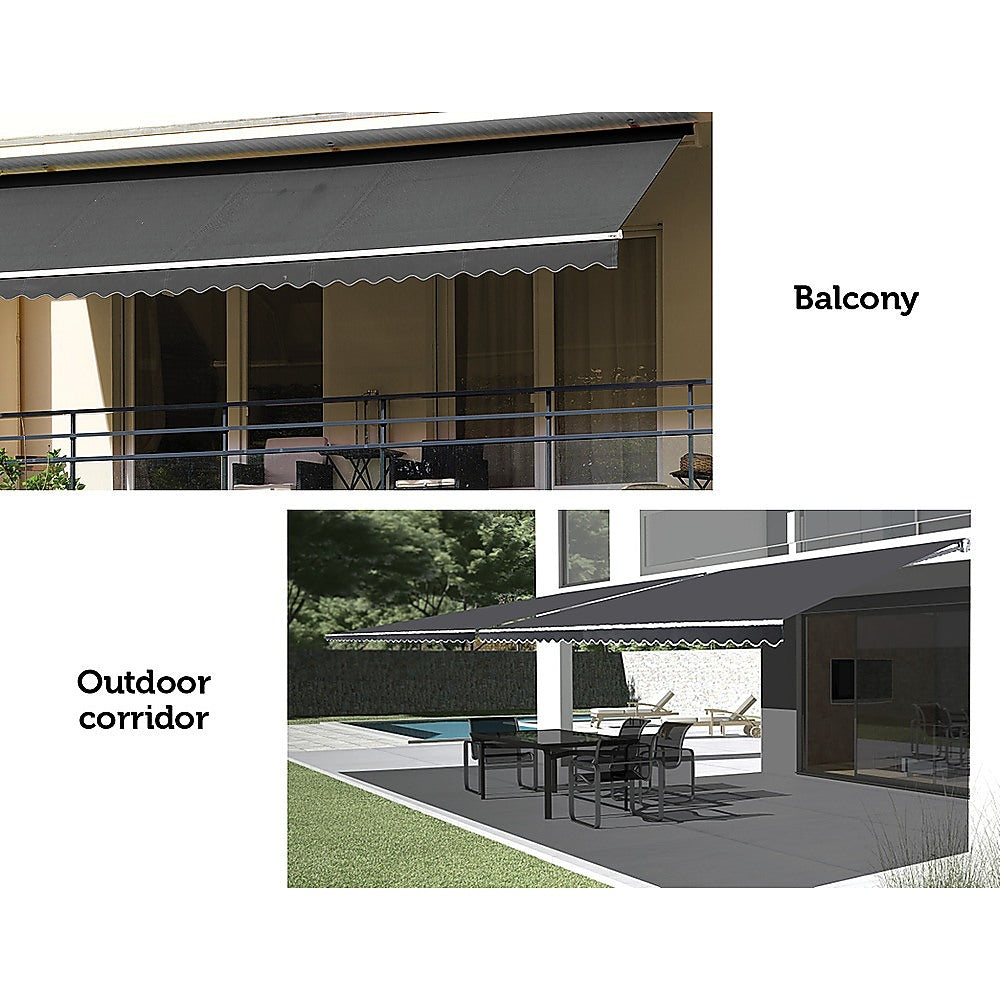 Motorised Outdoor Folding Arm Awning Retractable Sunshade Canopy Grey 3.0m x 2.5m