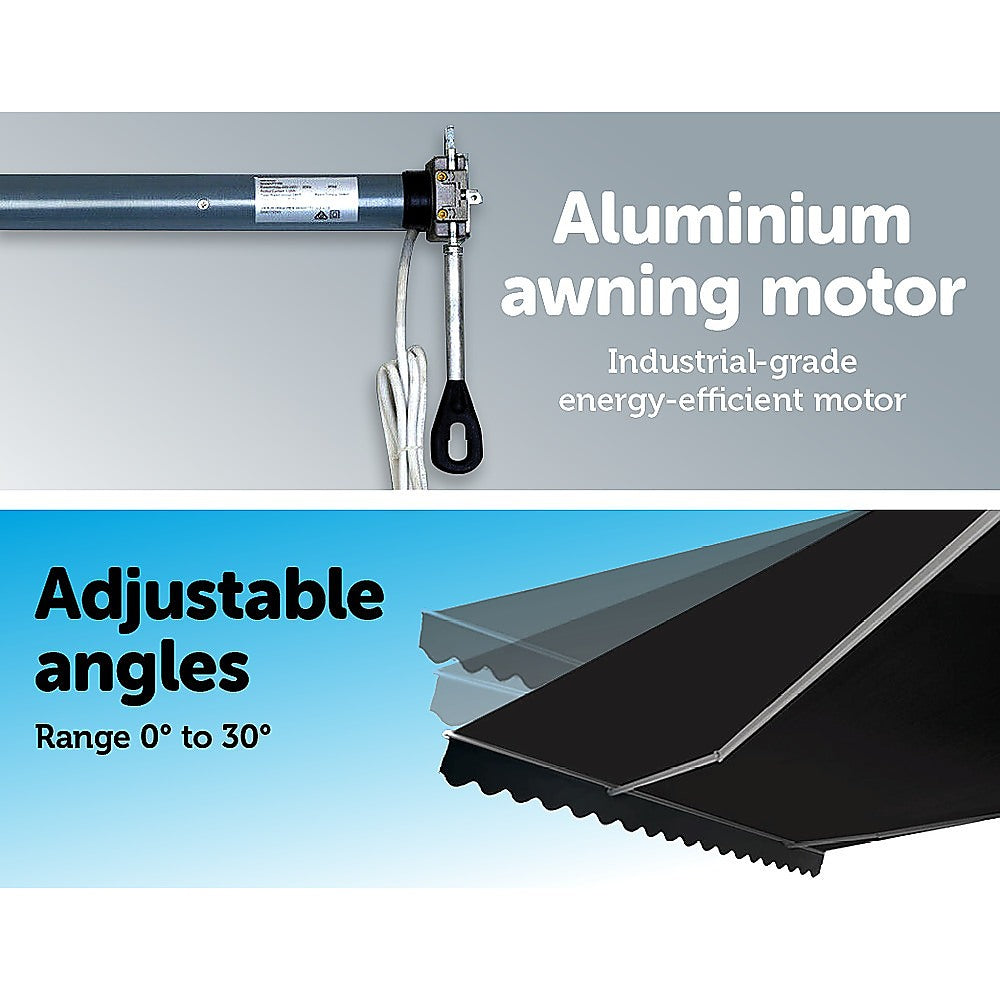 Motorised Outdoor Folding Arm Awning Retractable Sunshade Canopy Grey 3.0m x 2.5m