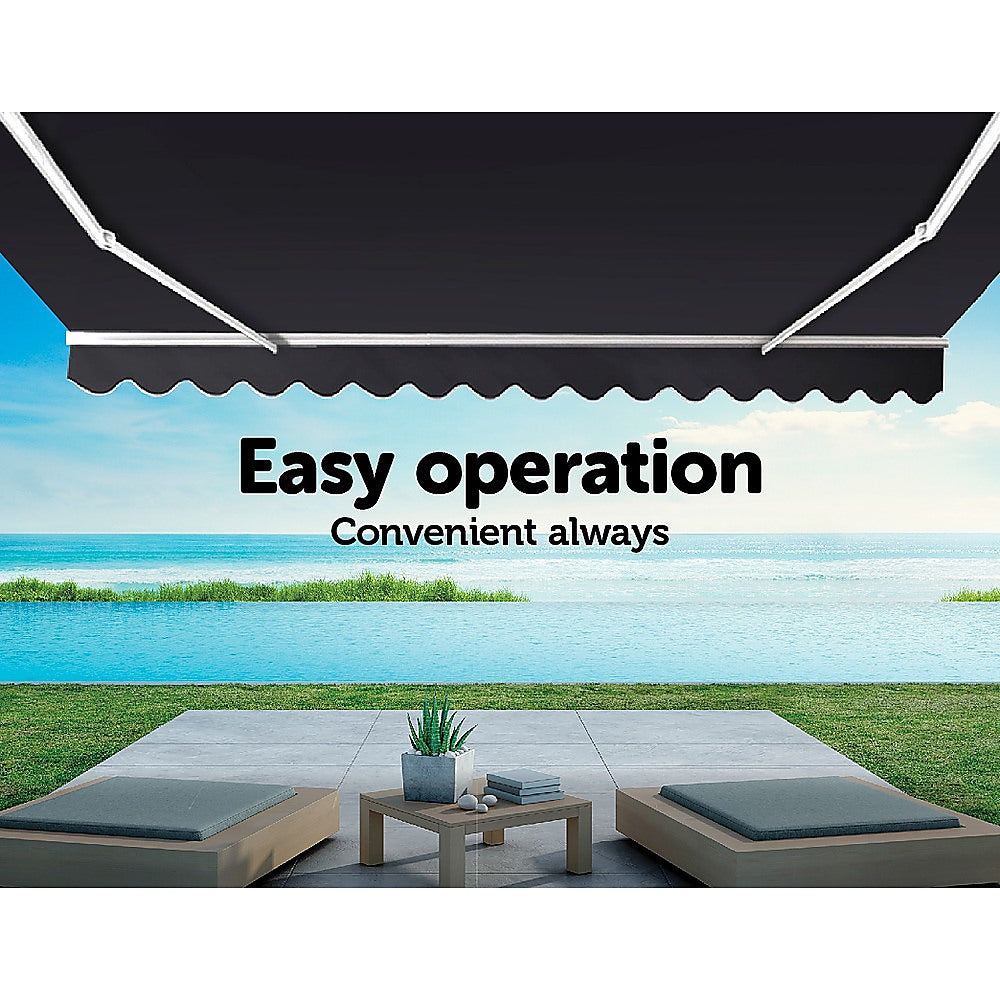 Motorised Outdoor Folding Arm Awning Retractable Sunshade Canopy Grey 3.0m x 2.5m