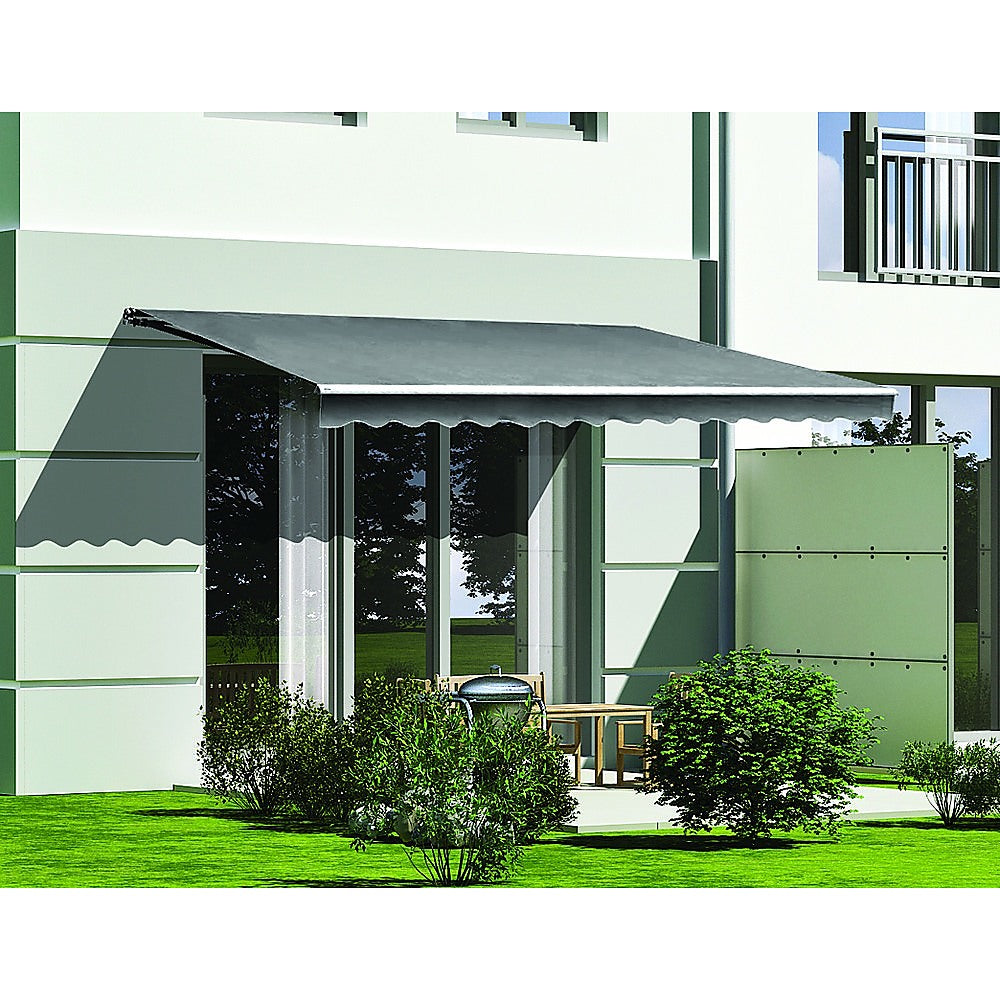 Motorised Outdoor Folding Arm Awning Retractable Sunshade Canopy Grey 5.0m x 2.5m