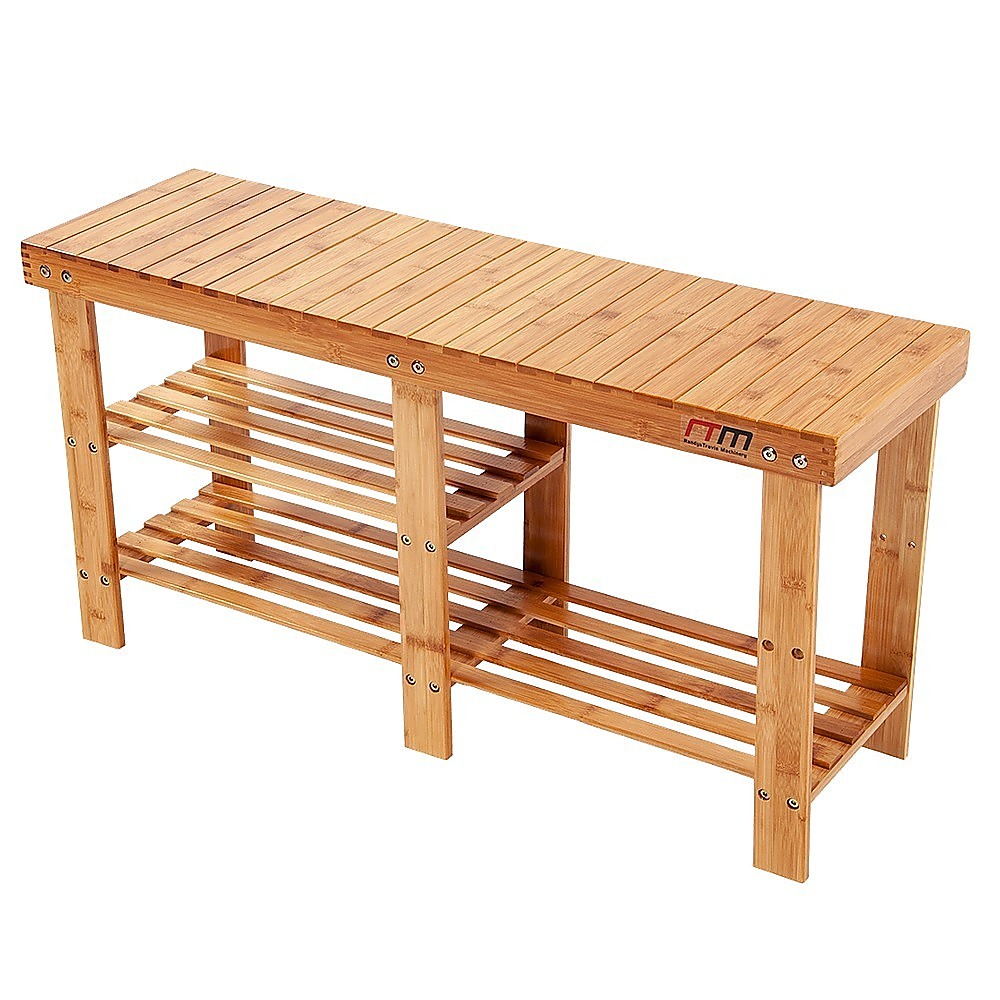 Bamboo Shoe Rack Wooden Bench Storage Organiser Cabinet Holder Stool