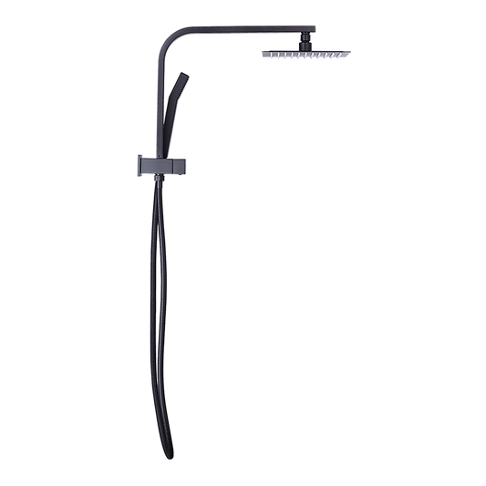 WELS 8" Rain Shower Head Set Square Dual Heads Faucet High Pressure Hand Held