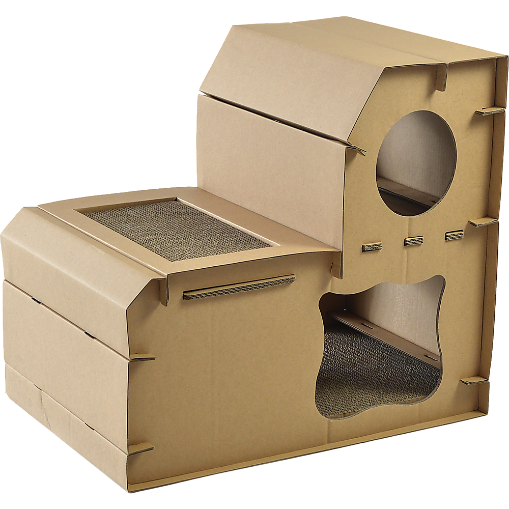 Cat Cardboard House Tree Tower Condo Scratcher Pet Post Pad Mat Furniture