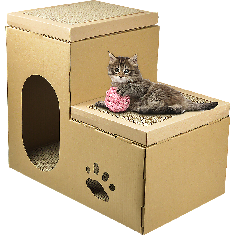 Cat Cardboard House Tree Tower Condo Scratcher Pet Post Pad Mat Furniture