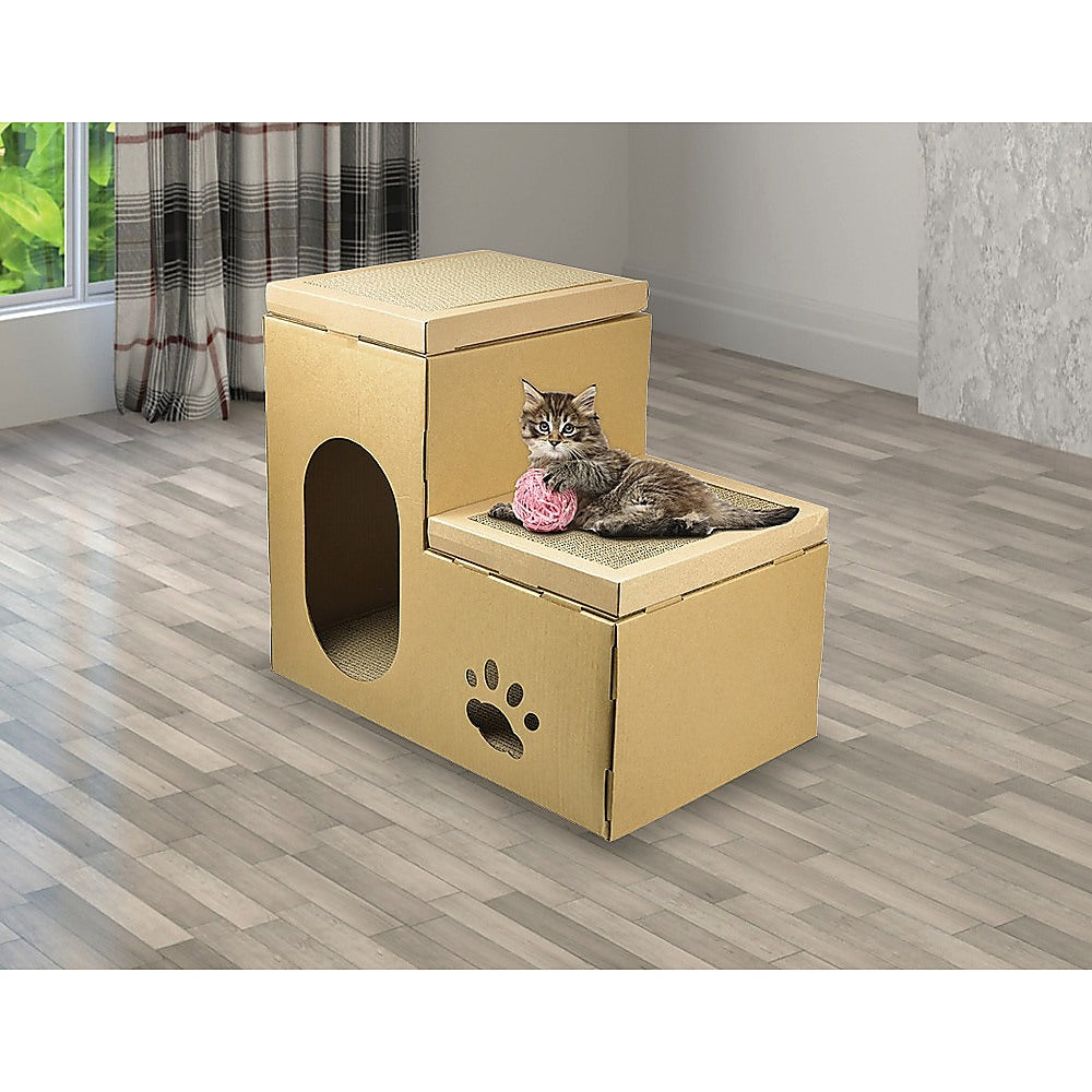 Cat Cardboard House Tree Tower Condo Scratcher Pet Post Pad Mat Furniture