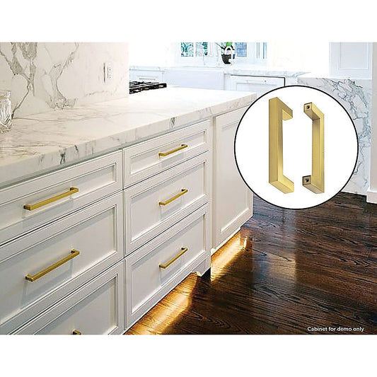 15x Brushed Brass Drawer Pulls Kitchen Cabinet Handles - Gold Finish 128mm