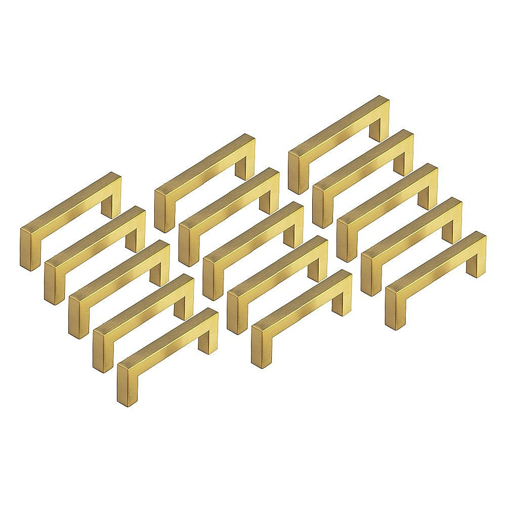 15x Brushed Brass Drawer Pulls Kitchen Cabinet Handles - Gold Finish 128mm