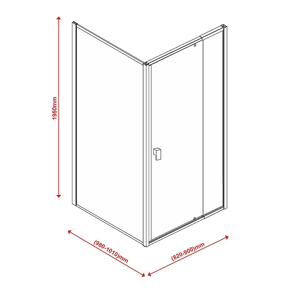 Semi Frameless Shower Screen (82~90) x 195cm & (98~101) x 195cm Side AS/NZS Glass