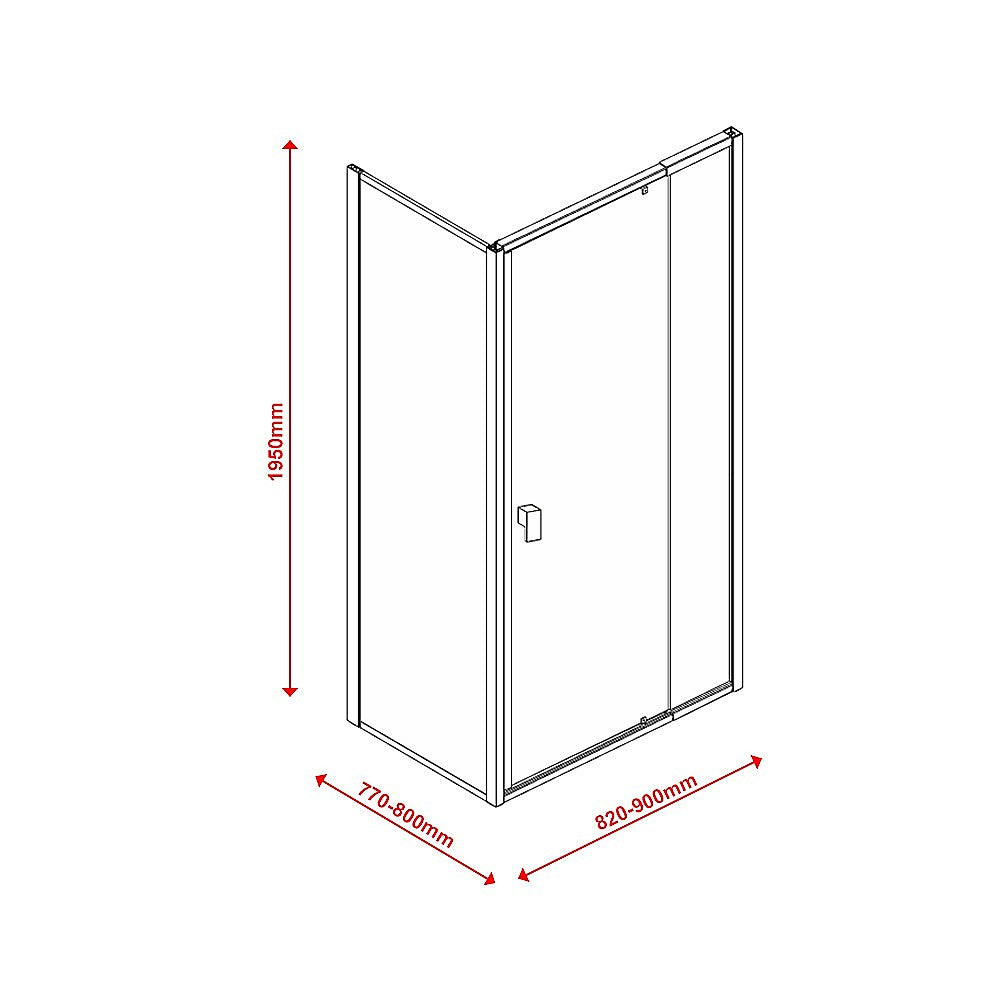 Semi Frameless Shower Screen (98~106) x 195cm & (77~80) x 195cm Side AS/NZS Glass