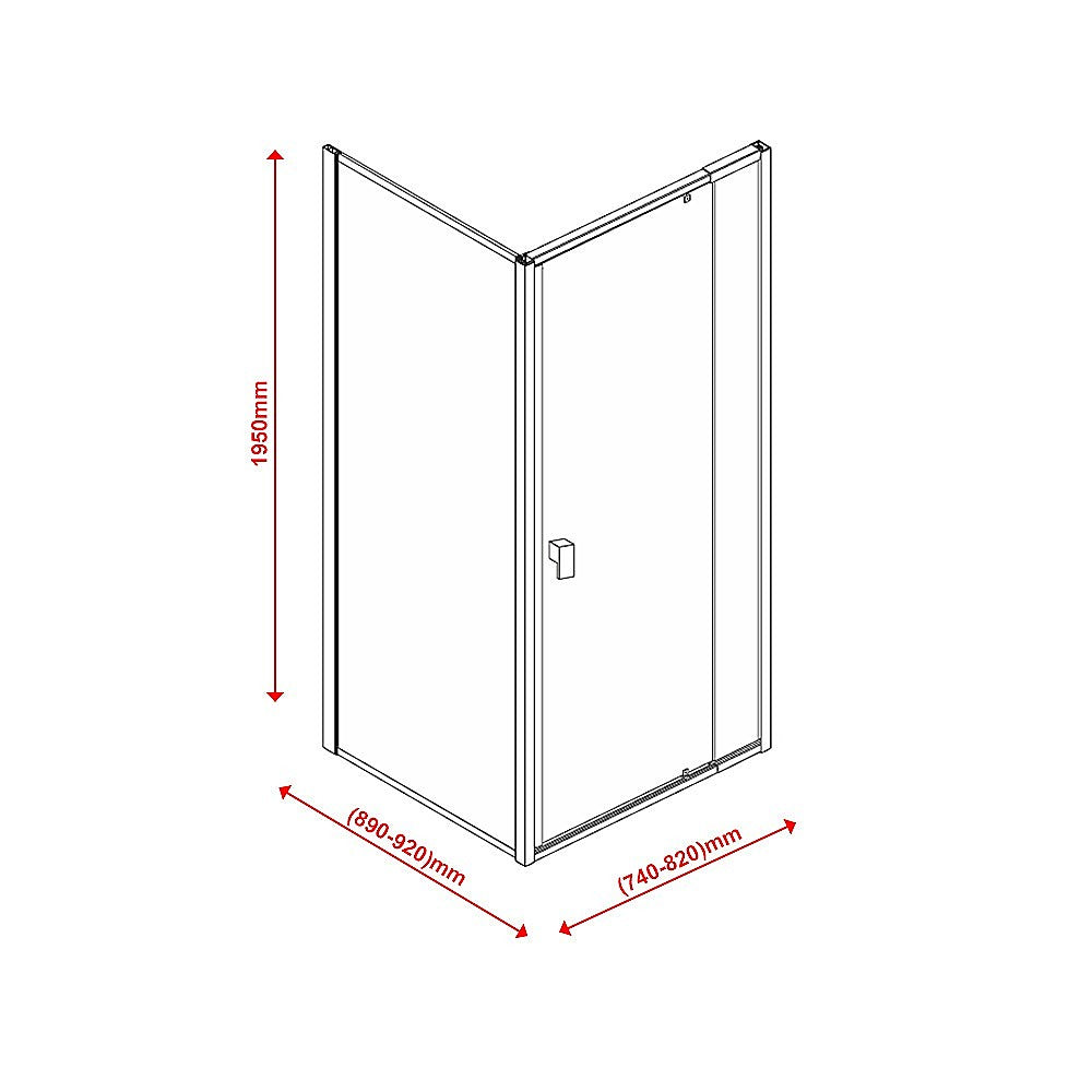 Semi Frameless Shower Screen (74~82) x 195cm & (89~92) x 195cm Side AS/NZS Glass