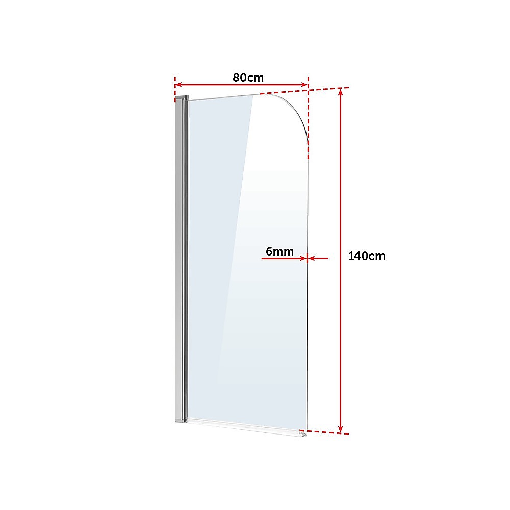 180° Pivot Door 6mm Safety Glass Bath Shower Screen 800x1400mm By Della Francesca