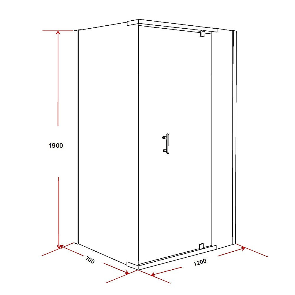 Shower Screen 1200x700x1900mm Framed Safety Glass Pivot Door By Della Francesca