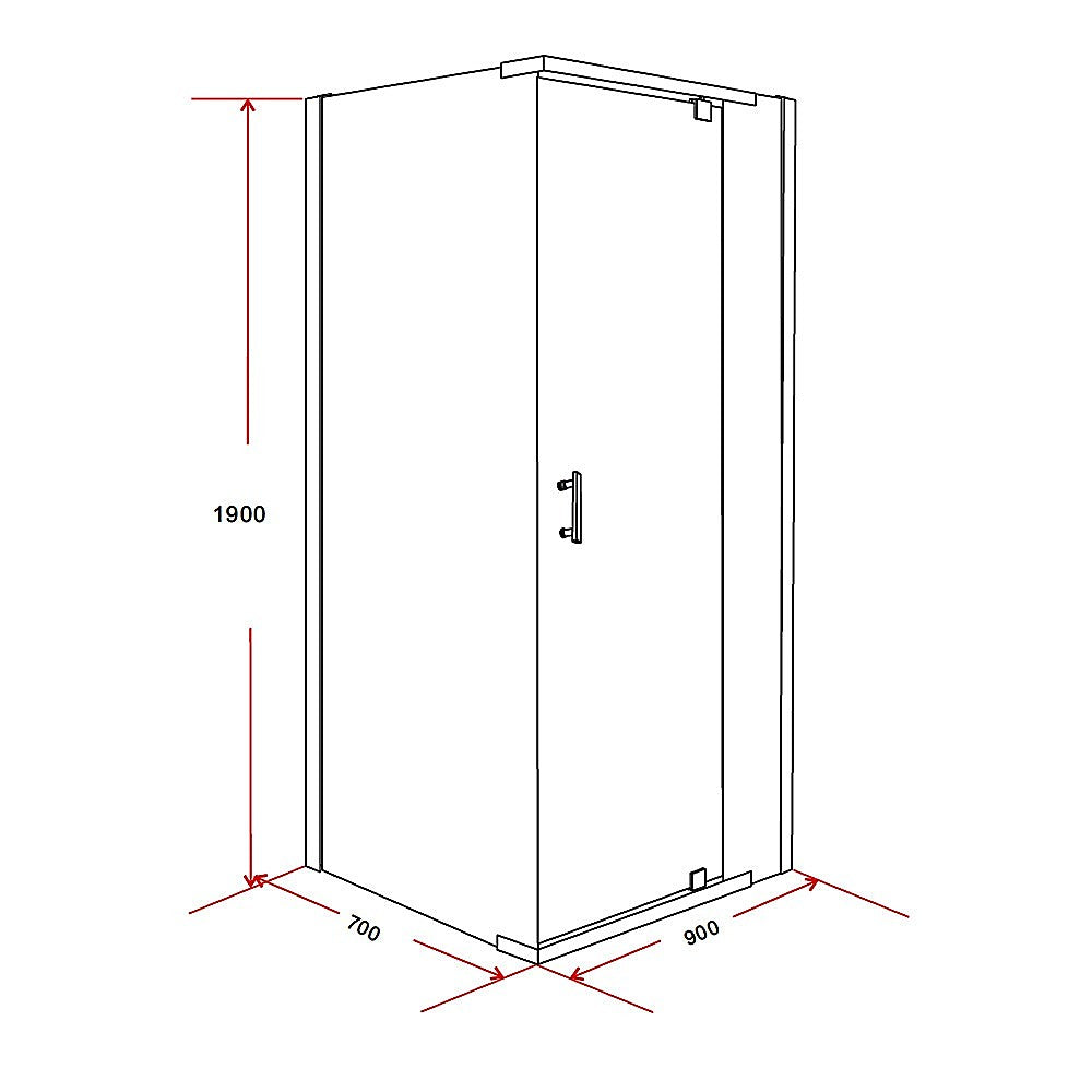 Shower Screen 900x700x1900mm Framed Safety Glass Pivot Door By Della Francesca