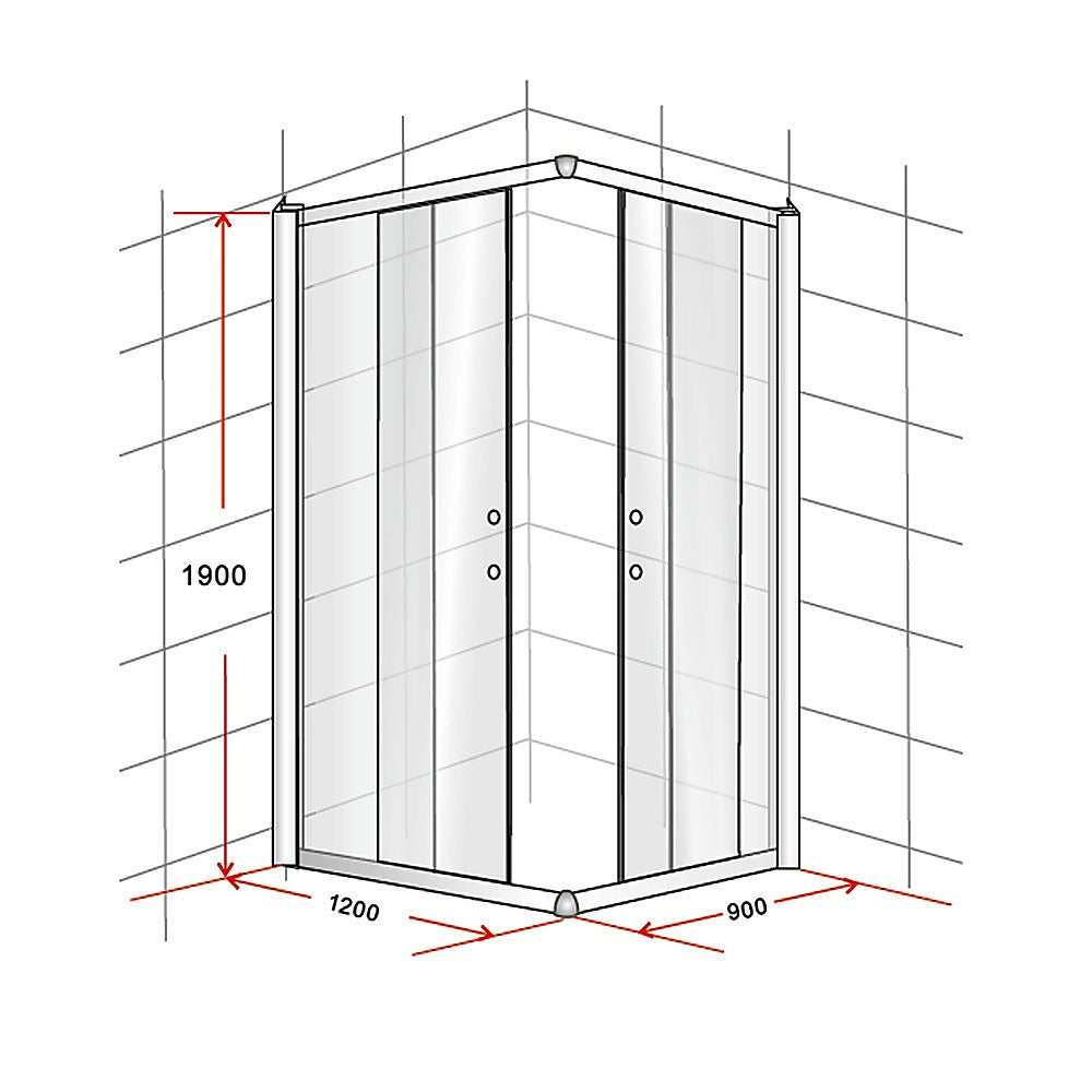 1200 x 900mm Sliding Door Nano Safety Glass Shower Screen By Della Francesca