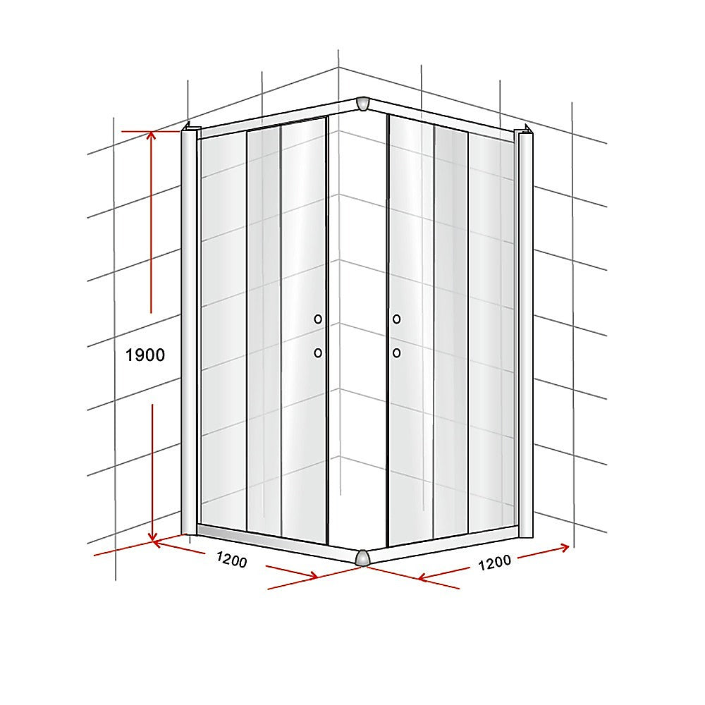 1200 x 1200mm Sliding Door Nano Safety Glass Shower Screen By Della Francesca