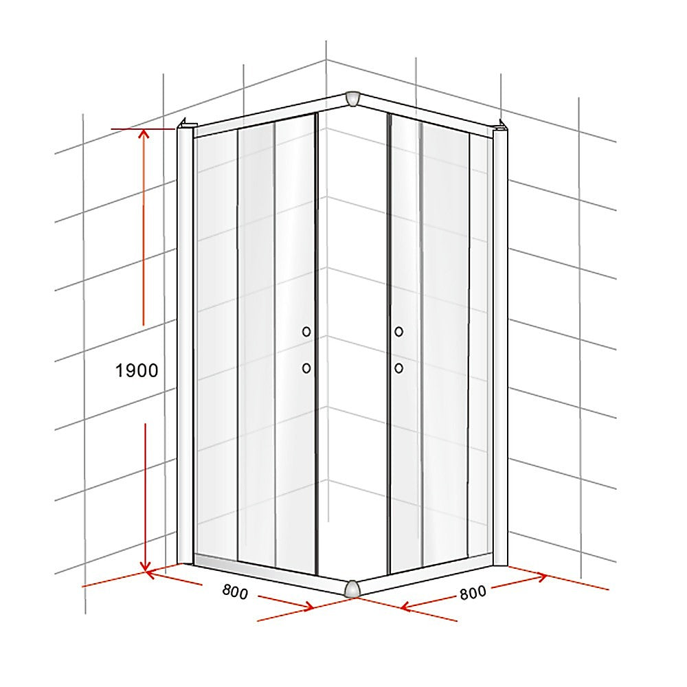 800 x 800mm Sliding Door Nano Safety Glass Shower Screen By Della Francesca