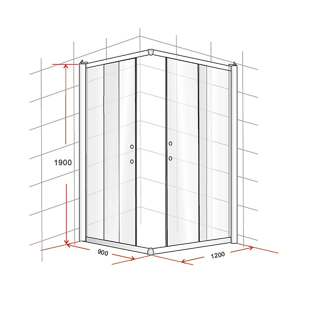 900 x 1200mm Sliding Door Nano Safety Glass Shower Screen By Della Francesca