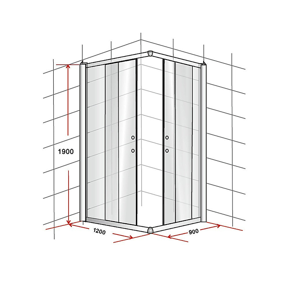 1200 x 900mm Sliding Door Nano Safety Glass Shower Screen By Della Francesca