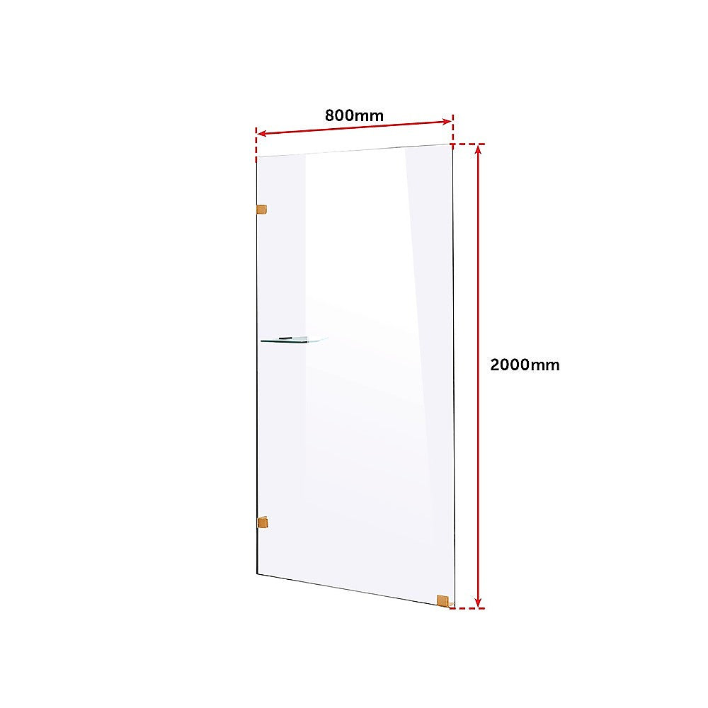 800 x 2000mm Frameless 10mm Safety Glass Shower Screen