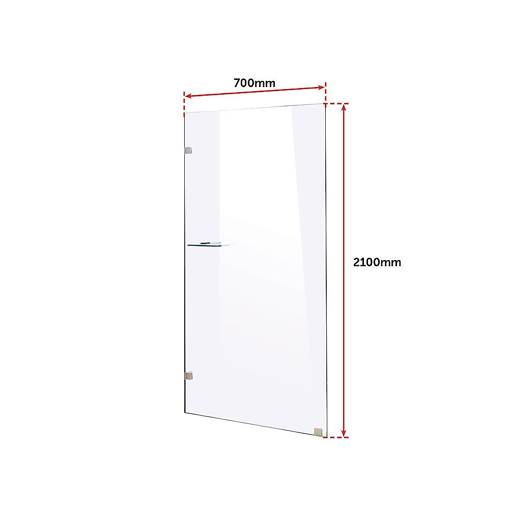 700 x 2100mm Frameless 10mm Safety Glass Shower Screen