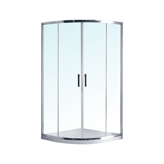100 x 100cm Rounded Sliding 6mm Curved Shower Screen with Base in Chrome
