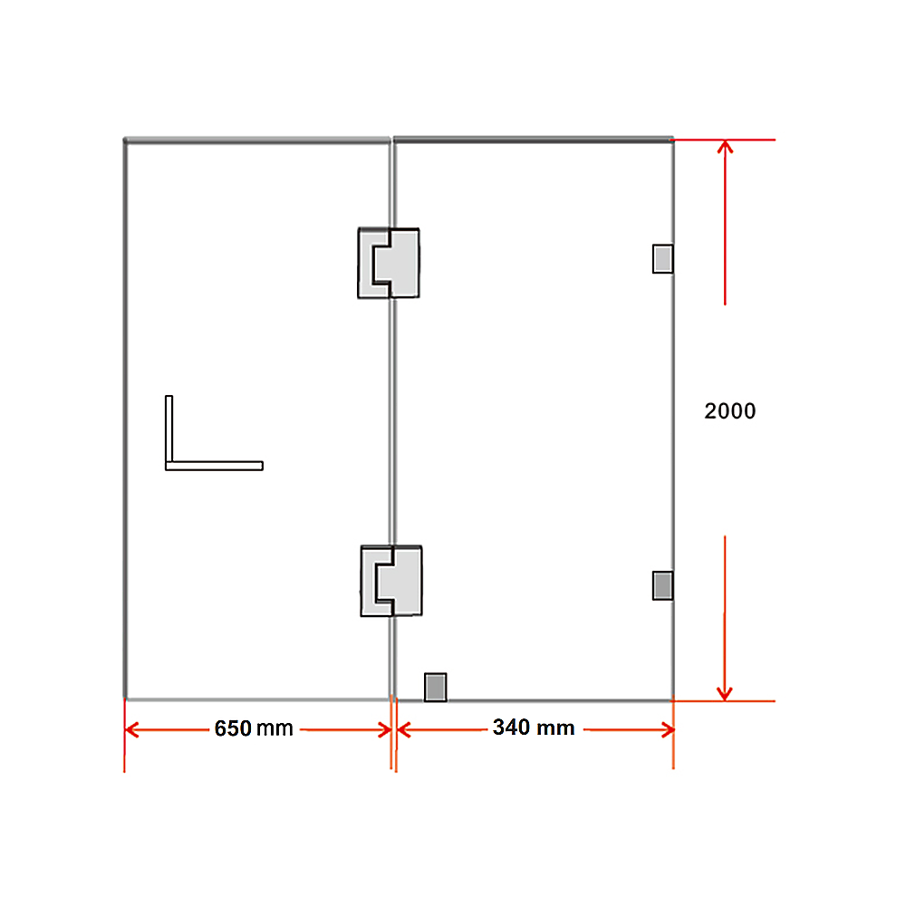 100 x 200cm Wall to Wall Frameless Shower Screen 10mm Glass By Della Francesca