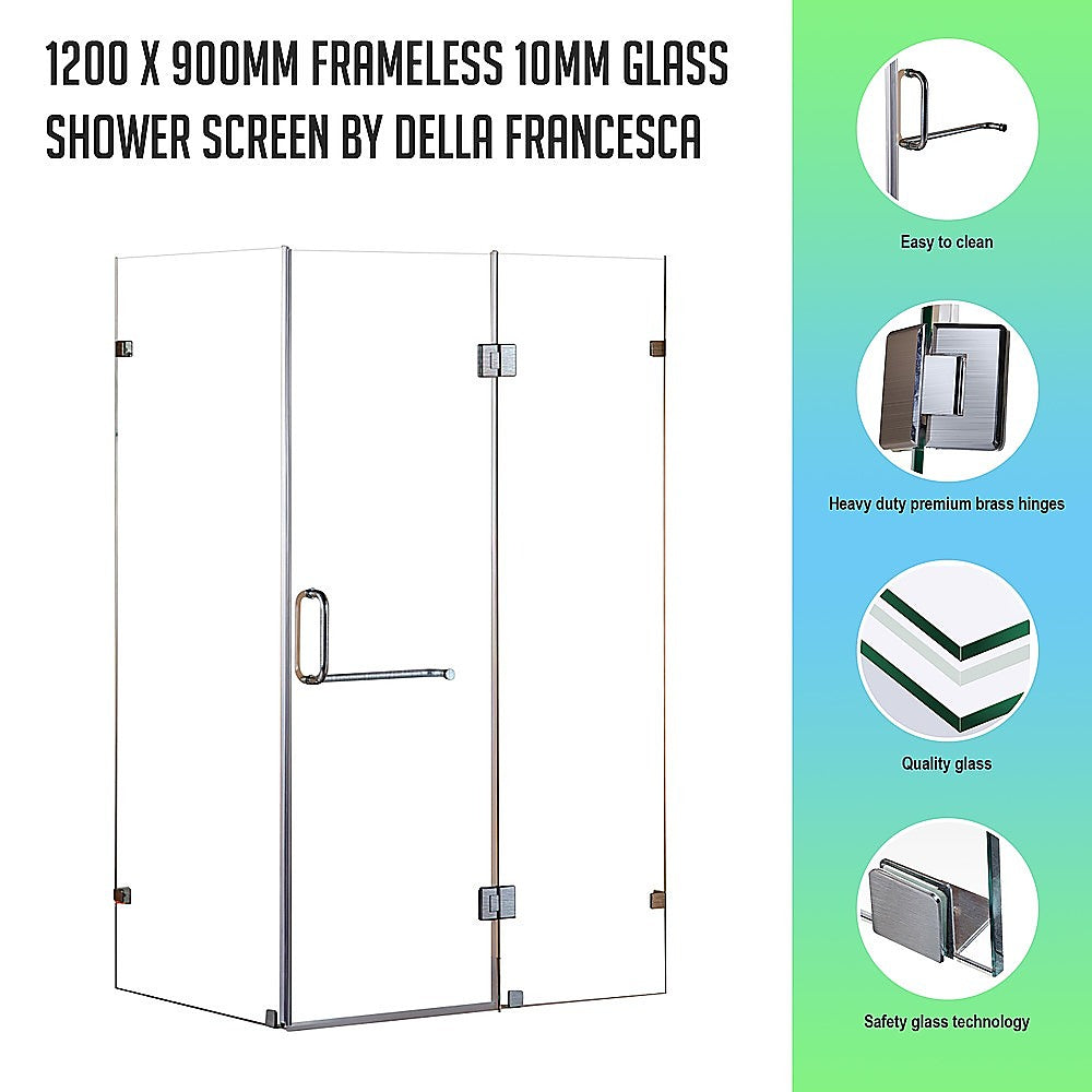 1200 x 900mm Frameless 10mm Glass Shower Screen By Della Francesca