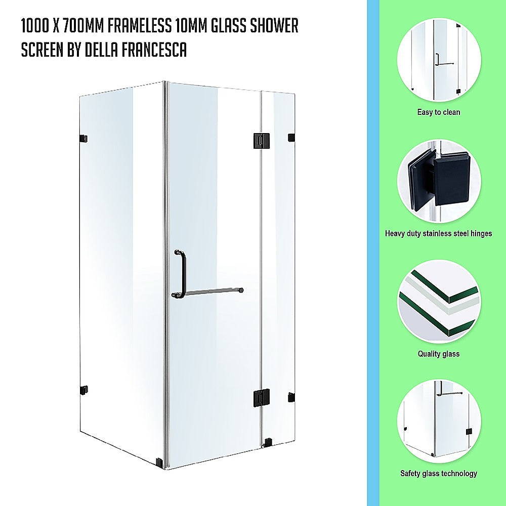 1000 x 700mm Frameless 10mm Glass Shower Screen By Della Francesca