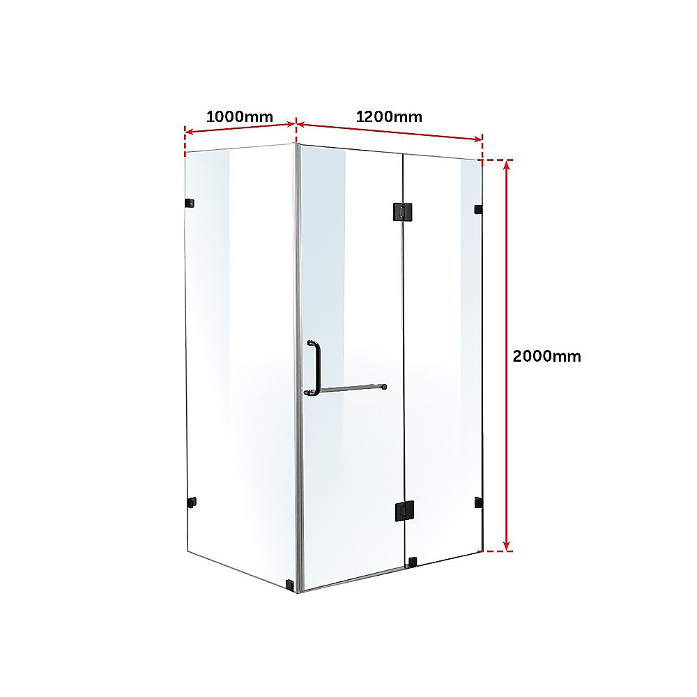 1200 x 1000mm Frameless 10mm Glass Shower Screen By Della Francesca