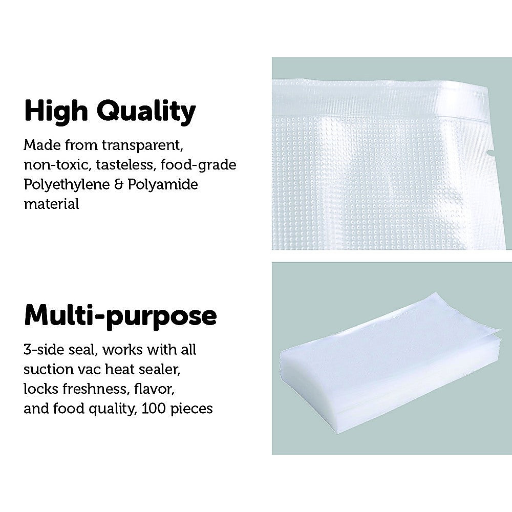 100 x Vacuum Sealer Bags Food Storage Saver Heat Seal Cryovac 20cm x 30cm