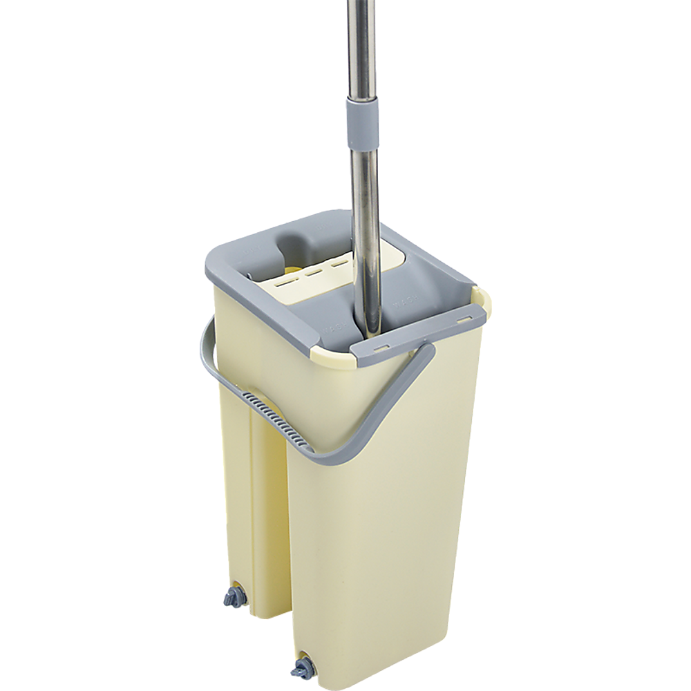 4 x Microfiber Pads Flat Mop Bucket Kit 360 Rotating Self Wash Cleaning