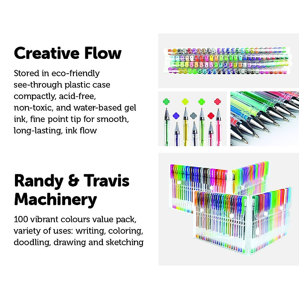 Glitter Gel Pens (100 pack) with 2.5X More Ink - Craft, Kids & Adult Colouring