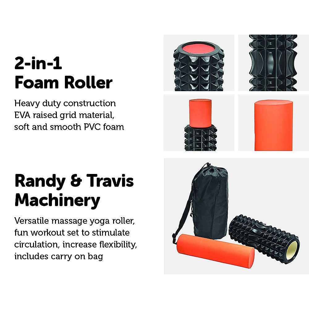 2 IN 1 Physio EVA PVC Foam Yoga Roller Gym Back Training Exercise Massage